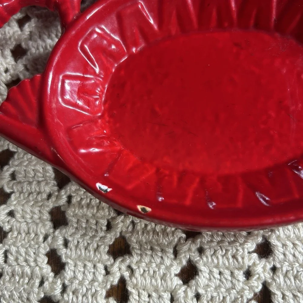 ODI Double Spoon Rest Cast Iron Enamel RED Rooster Country Farmhouse Retro